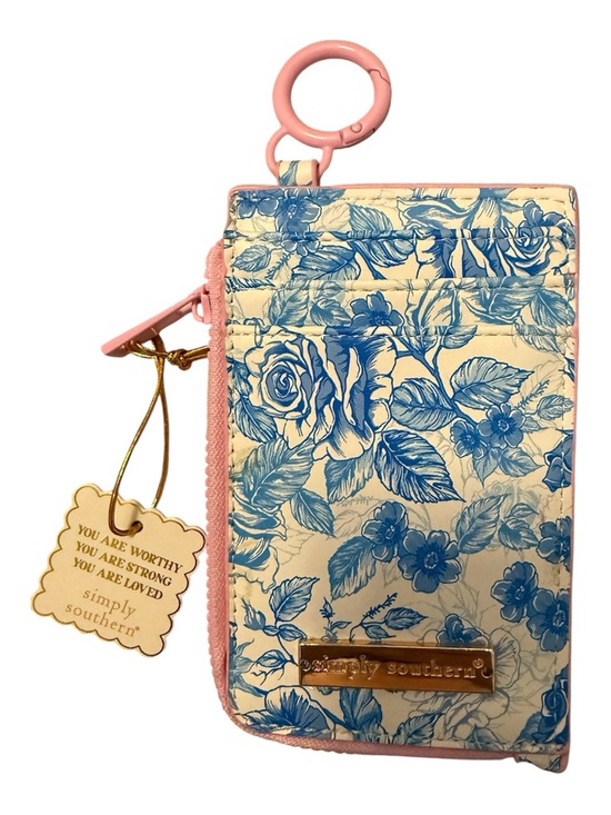 Simply Southern Handbags - Simply Southern Pink-Trim Floral Cardholder with Blue Rose Print